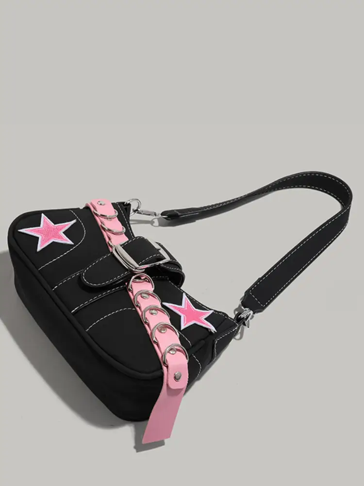 Star Design Shoulder Bag for Girls Black Pink — feature 13