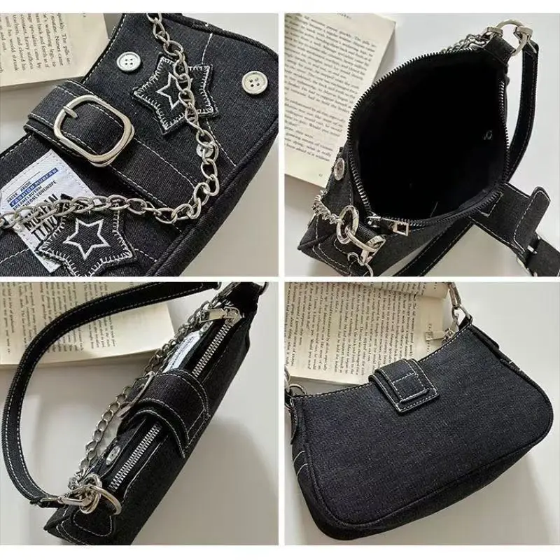 Star Design Shoulder Bag for Girls Black Pink — feature 3