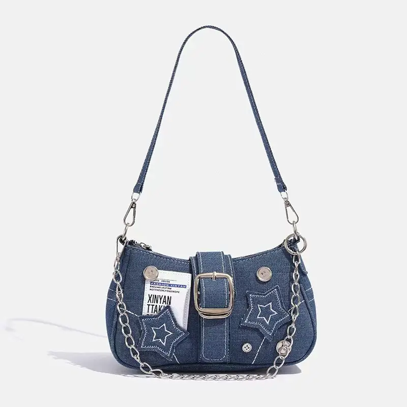 Star Design Shoulder Bag for Girls Black Pink - Image 3