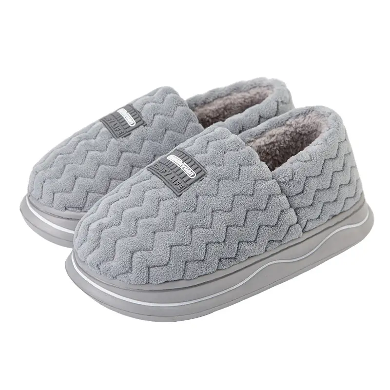 Nuozhiyuan Cotton Slippers Men's Autumn and Winter Home Indoor Fleece-Lined Warm Thick-Soled Non-Slip Couple Bag Heel Cotton Shoes Men's Style - Image 11