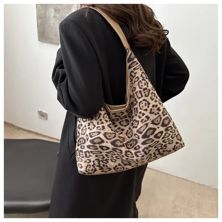 Leopard Print Suede Shoulder Tote Bag for Women — feature 10