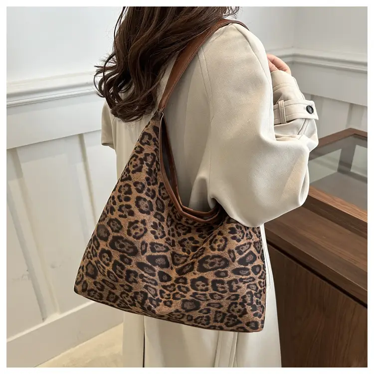 Leopard Print Suede Shoulder Tote Bag for Women — feature 13
