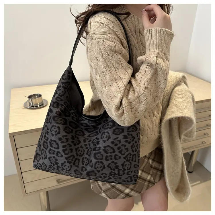 Leopard Print Suede Shoulder Tote Bag for Women — feature 18