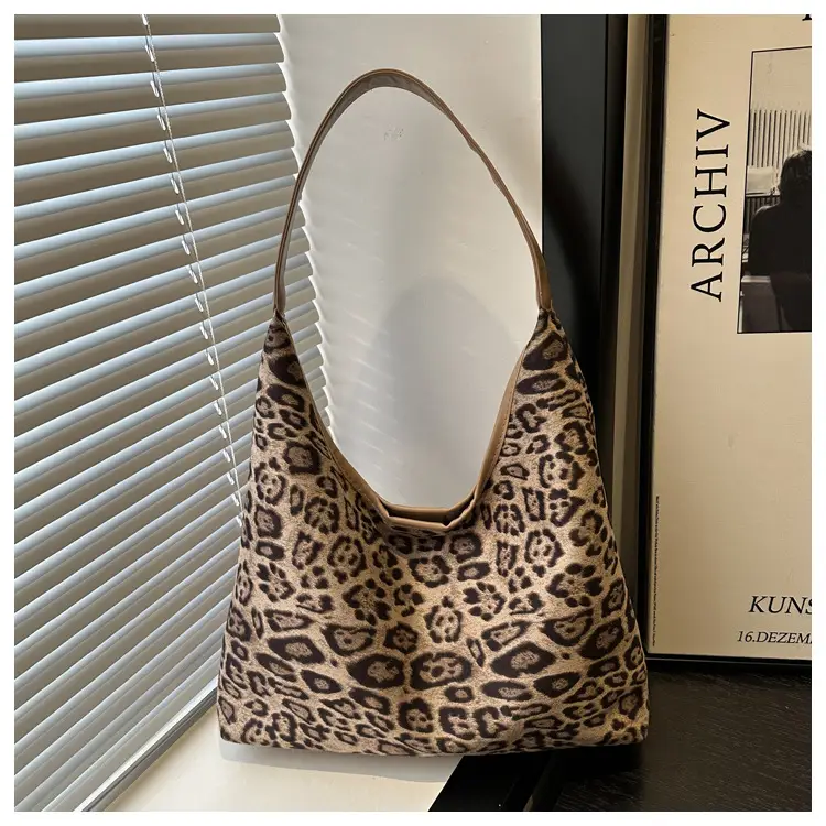 Leopard Print Suede Shoulder Tote Bag for Women — feature 19
