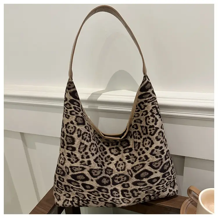 Leopard Print Suede Shoulder Tote Bag for Women — feature 20