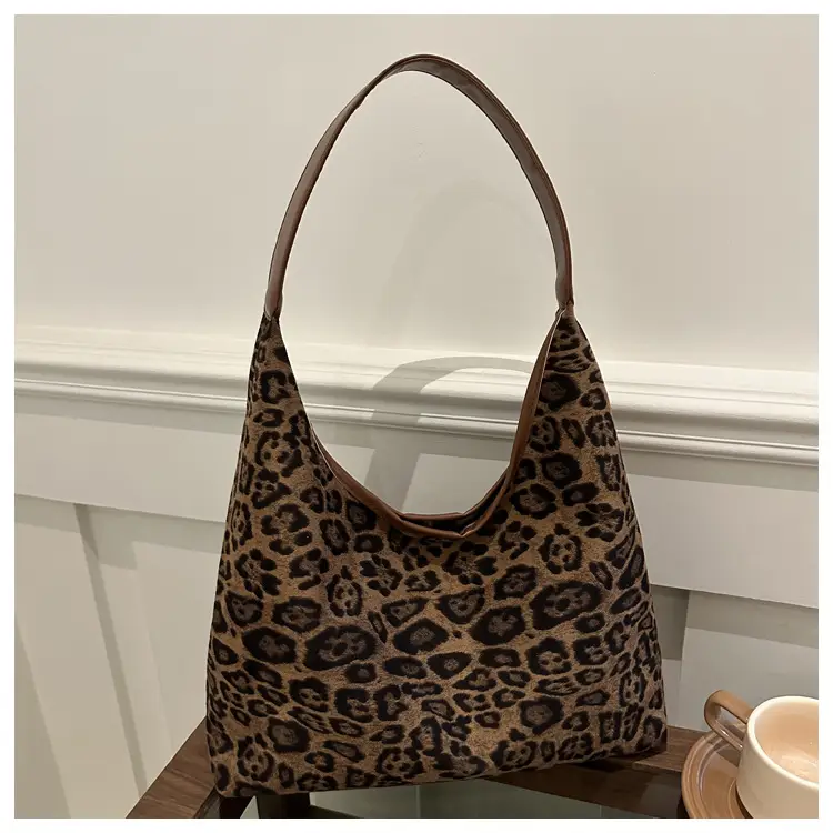 Leopard Print Suede Shoulder Tote Bag for Women — feature 22