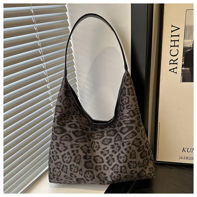 Leopard Print Suede Shoulder Tote Bag for Women — feature 23