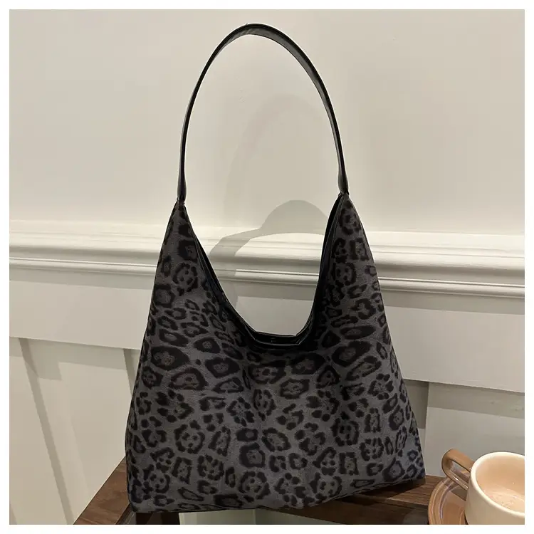 Leopard Print Suede Shoulder Tote Bag for Women — feature 24