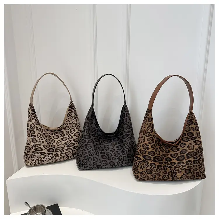 Leopard Print Suede Shoulder Tote Bag for Women — feature 25