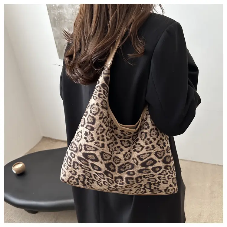 Leopard Print Suede Shoulder Tote Bag for Women — feature 7