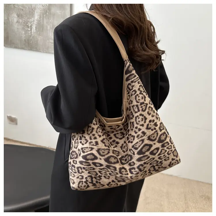 Leopard Print Suede Shoulder Tote Bag for Women — feature 9