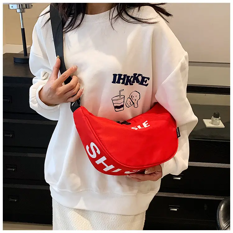 Red Crossbody Bag with "SLE" Print for Women — feature 45