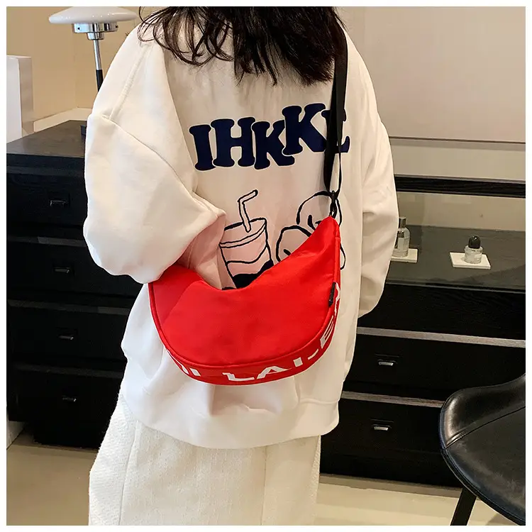 Red Crossbody Bag with "SLE" Print for Women — feature 46