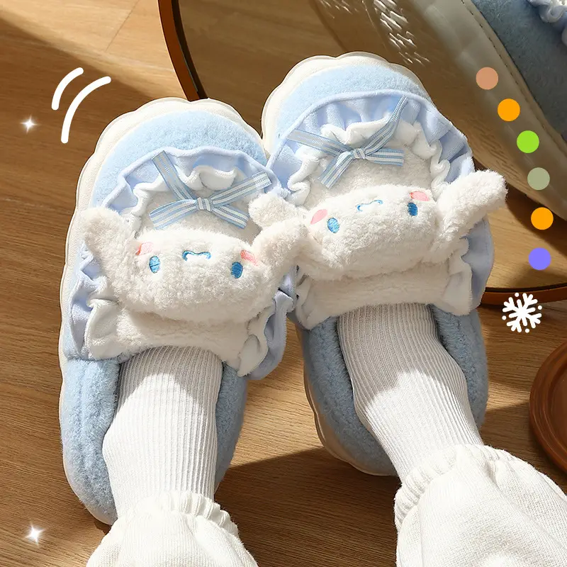Moon shoes spring and autumn September and October bag with soft bottom non-slip 2024 new Mao Mao fleece-lined cotton slippers women's winter - Image 2