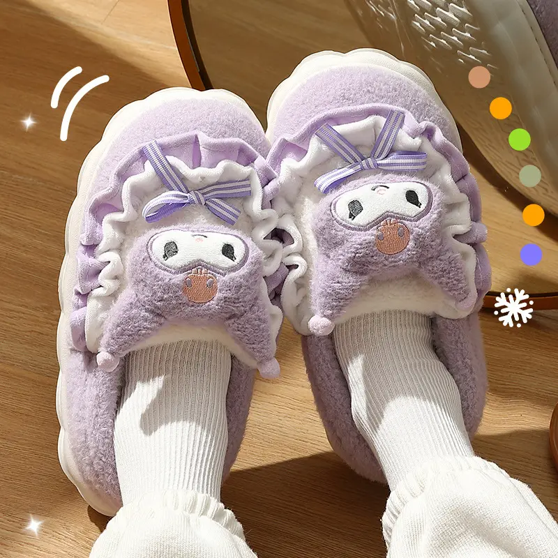 Moon shoes spring and autumn September and October bag with soft bottom non-slip 2024 new Mao Mao fleece-lined cotton slippers women's winter - Image 3