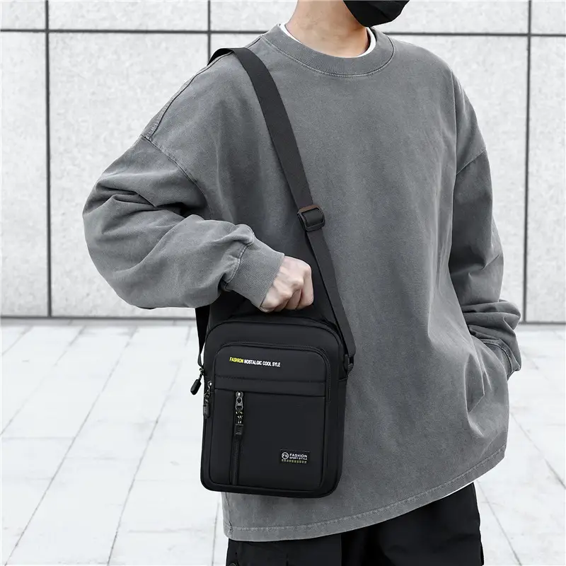 Men's Black Waterproof Crossbody Shoulder Bag - Image 6