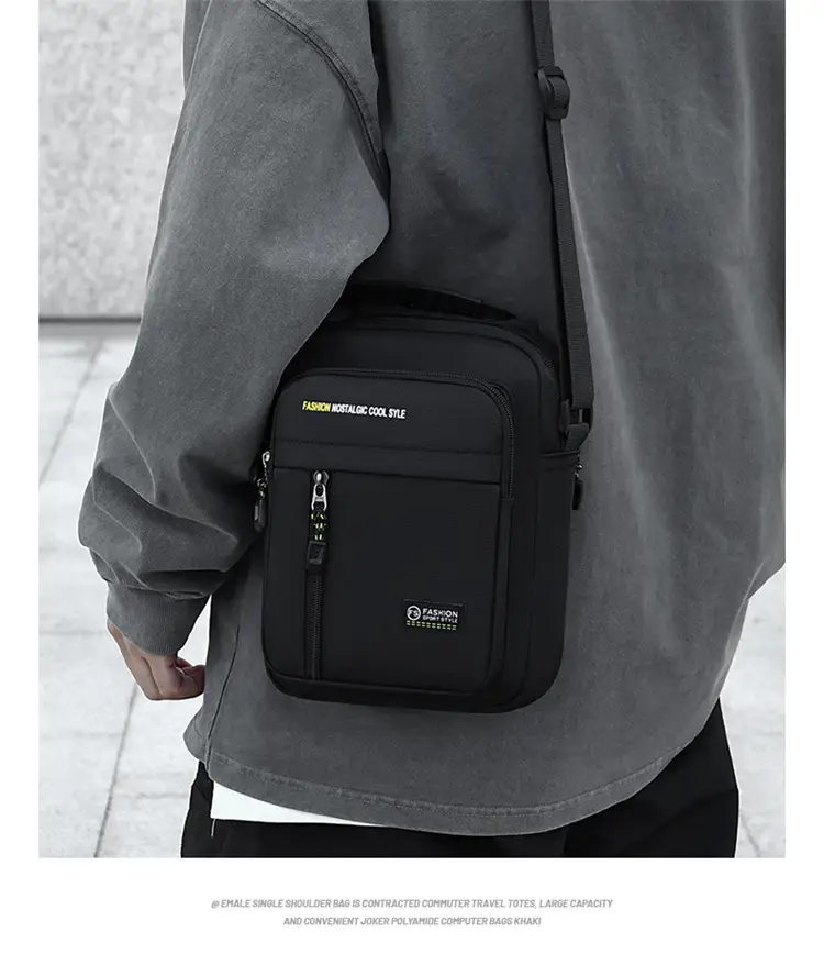 Men's Black Waterproof Crossbody Shoulder Bag — feature 10