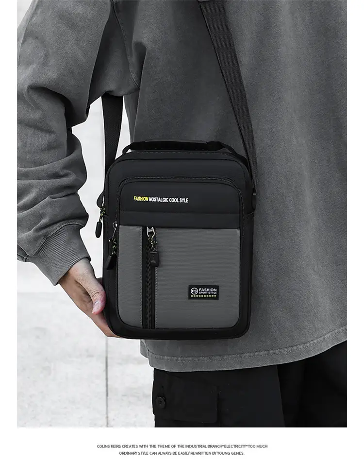 Men's Black Waterproof Crossbody Shoulder Bag — feature 17