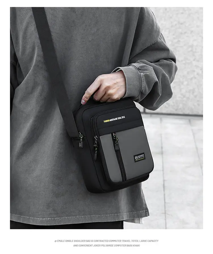 Men's Black Waterproof Crossbody Shoulder Bag — feature 18