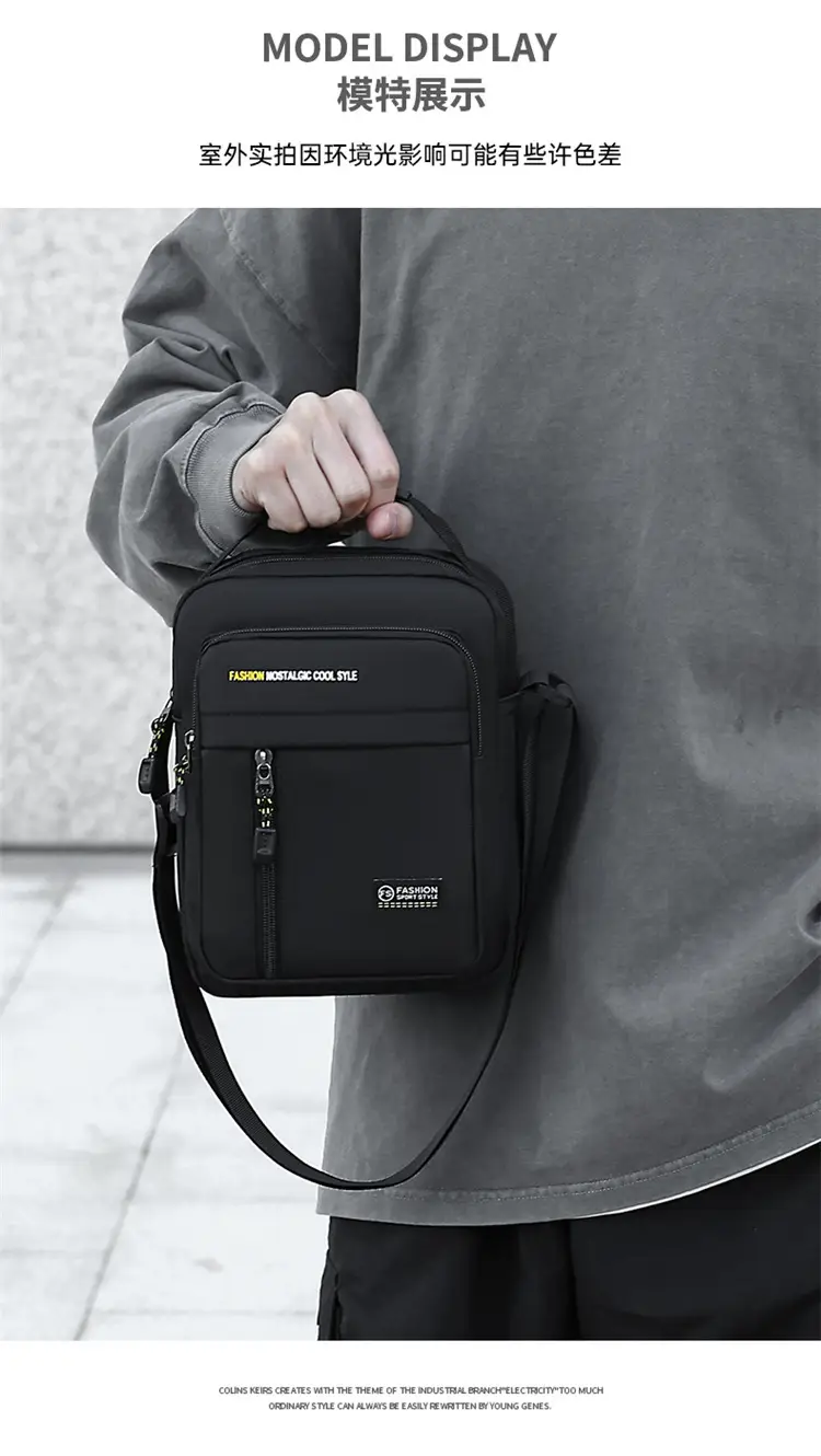 Men's Black Waterproof Crossbody Shoulder Bag — feature 8