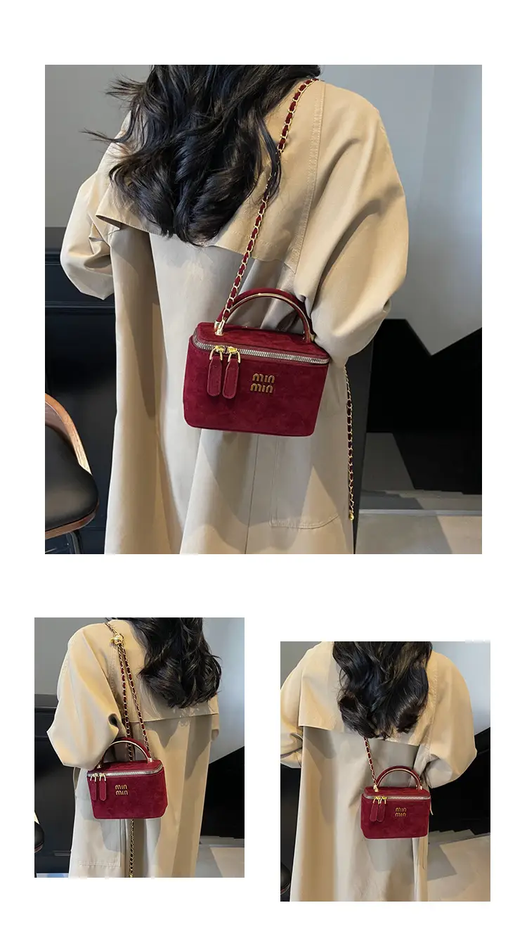 Women's Brown PU Leather Crossbody Bag with Chain Strap — feature 11
