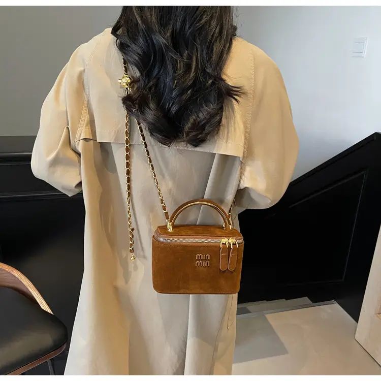 Women's Brown PU Leather Crossbody Bag with Chain Strap — feature 25