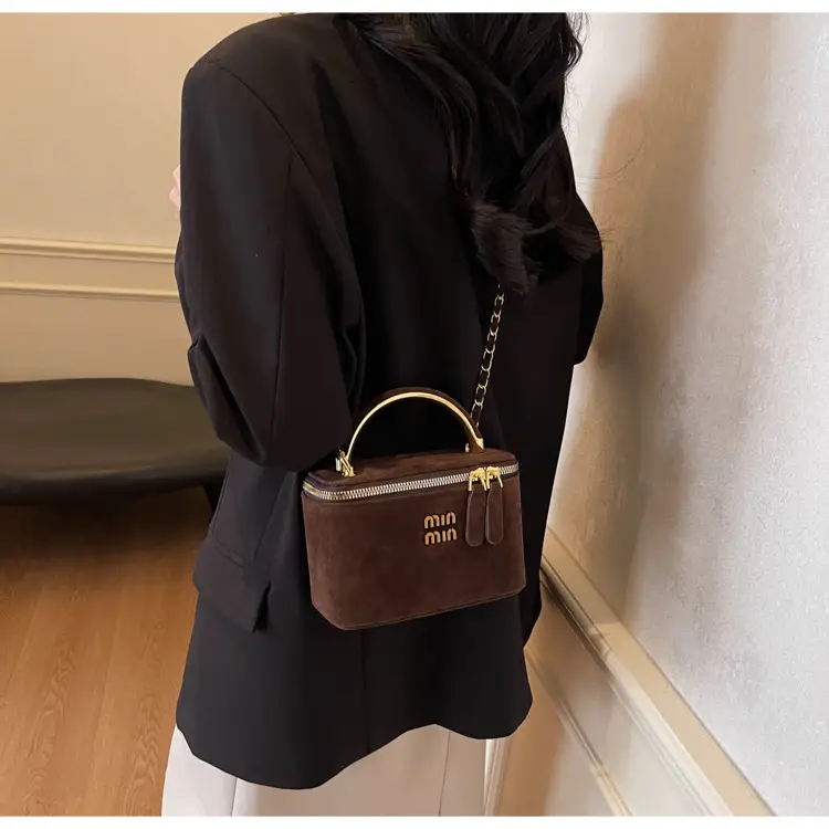 Women's Brown PU Leather Crossbody Bag with Chain Strap — feature 40