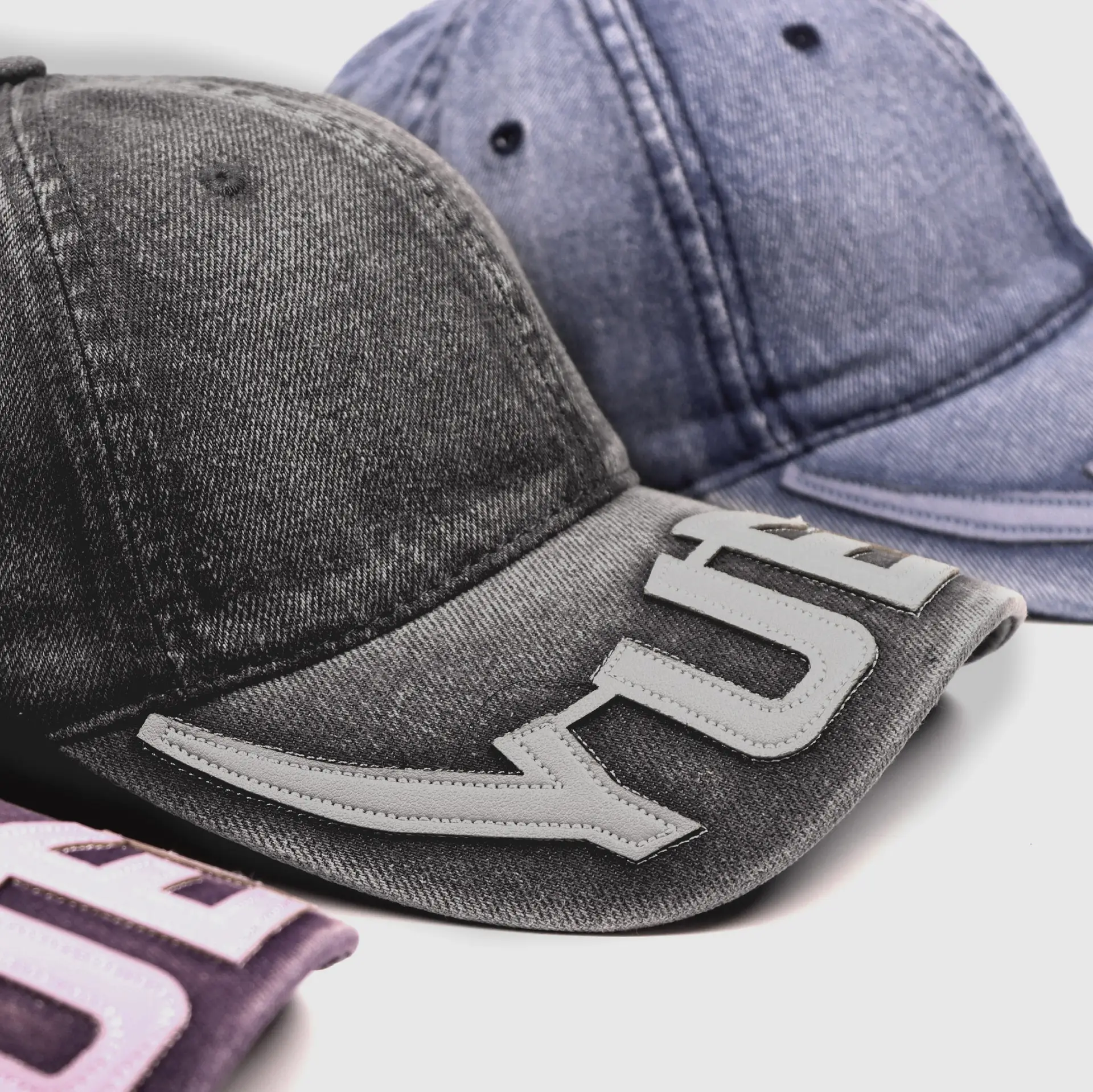 Men Blue Embroidered Baseball Cap with Letter Patch - Image 9