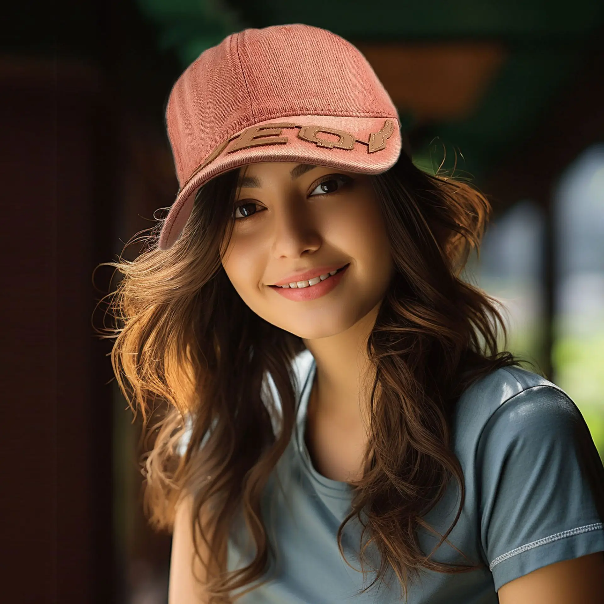 Men Blue Embroidered Baseball Cap with Letter Patch - Image 10