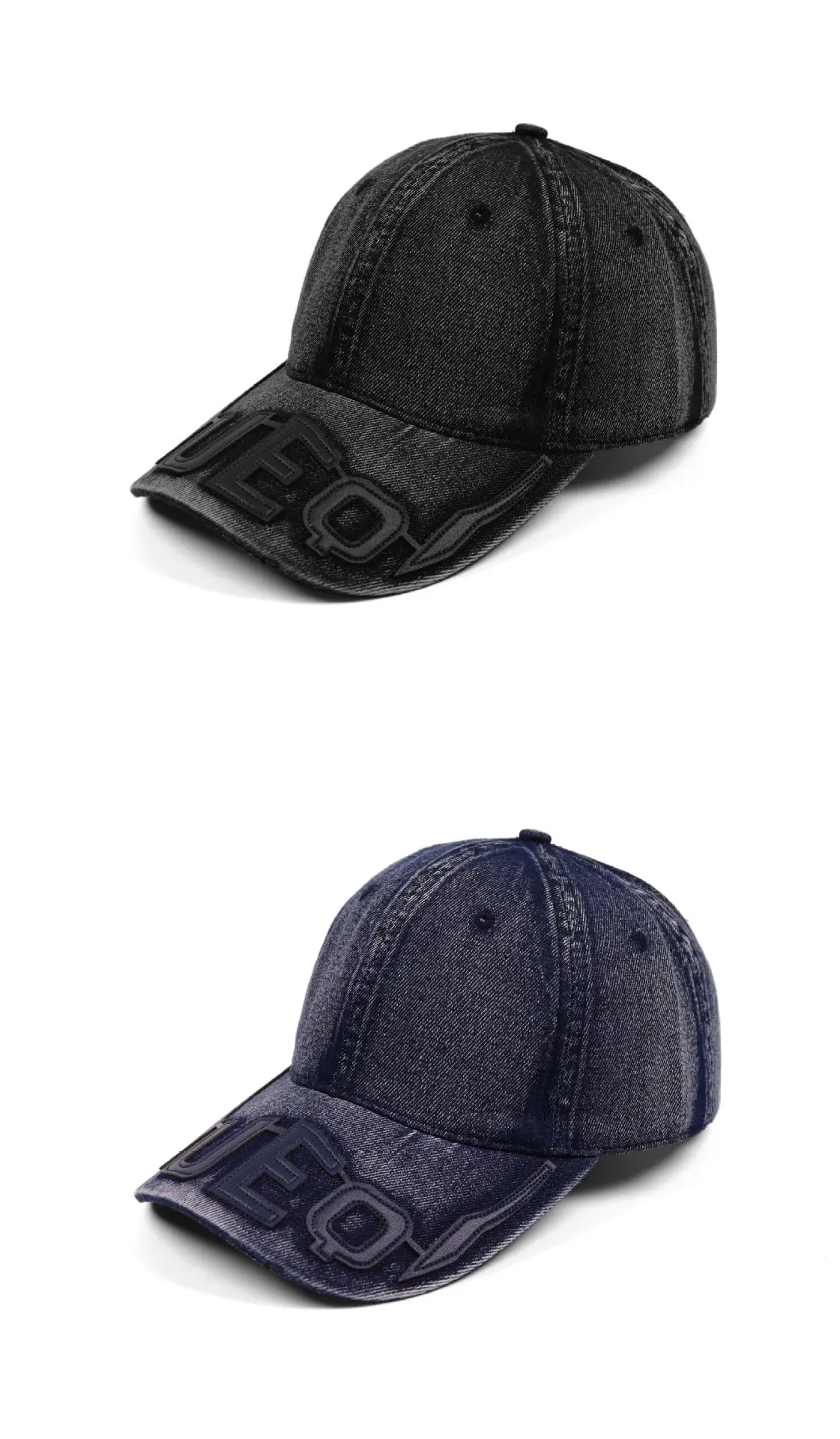 Men Blue Embroidered Baseball Cap with Letter Patch — feature 6