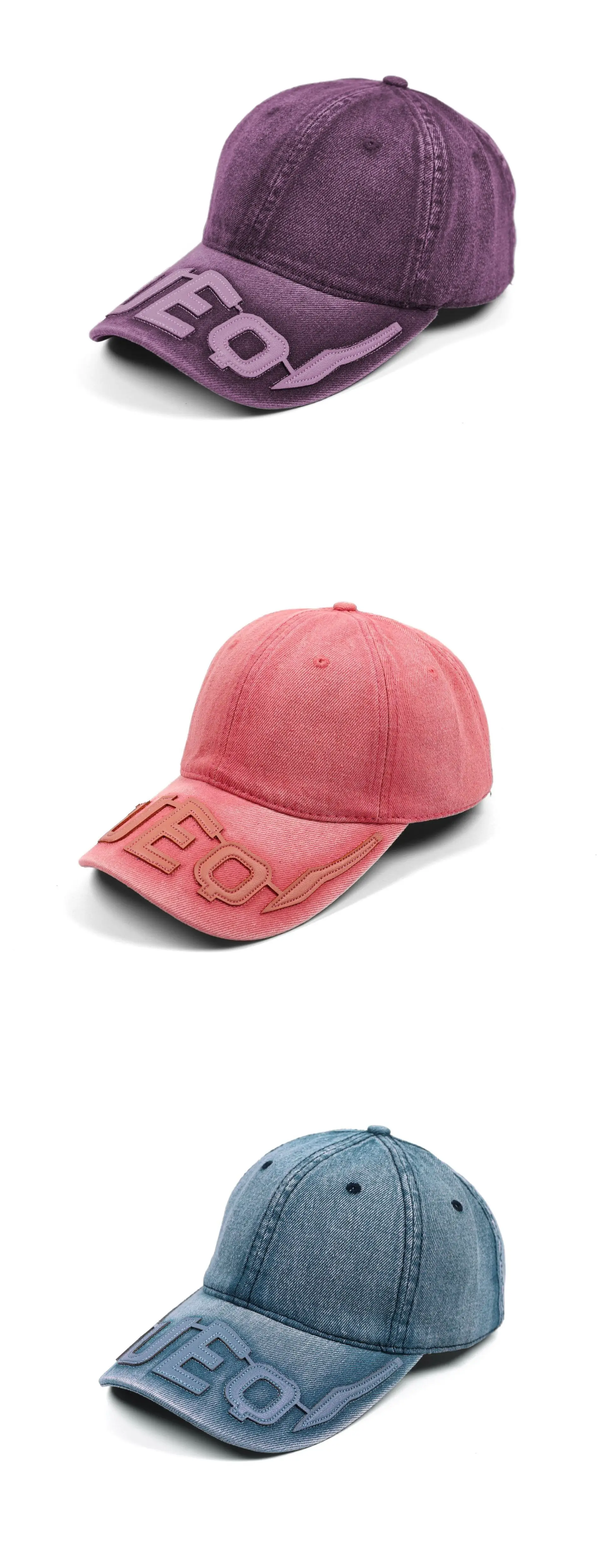 Men Blue Embroidered Baseball Cap with Letter Patch — feature 7
