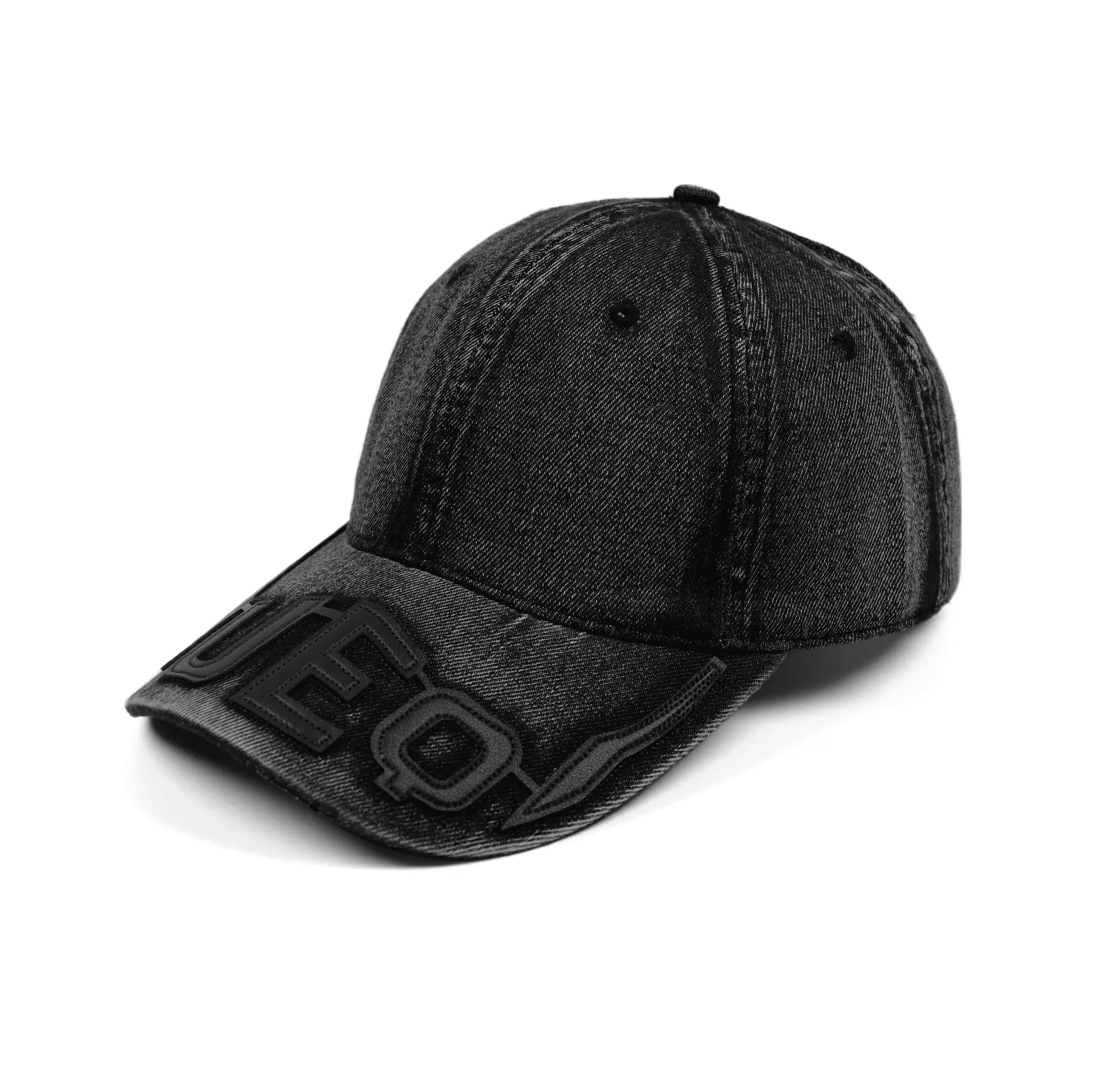 Men Blue Embroidered Baseball Cap with Letter Patch - Image 2