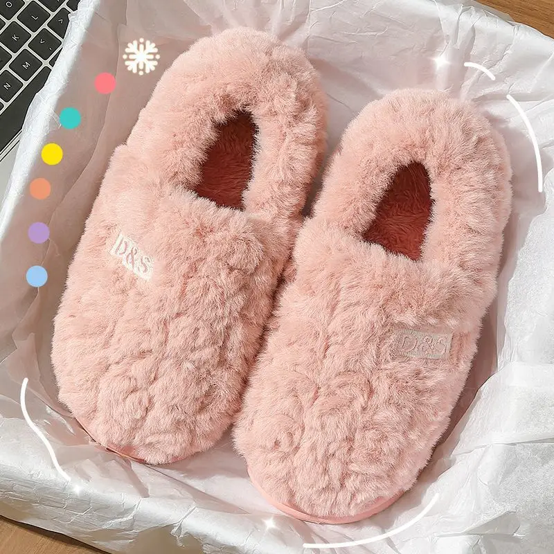 Women Wool Plush Slippers White Grey 2024 - Image 11