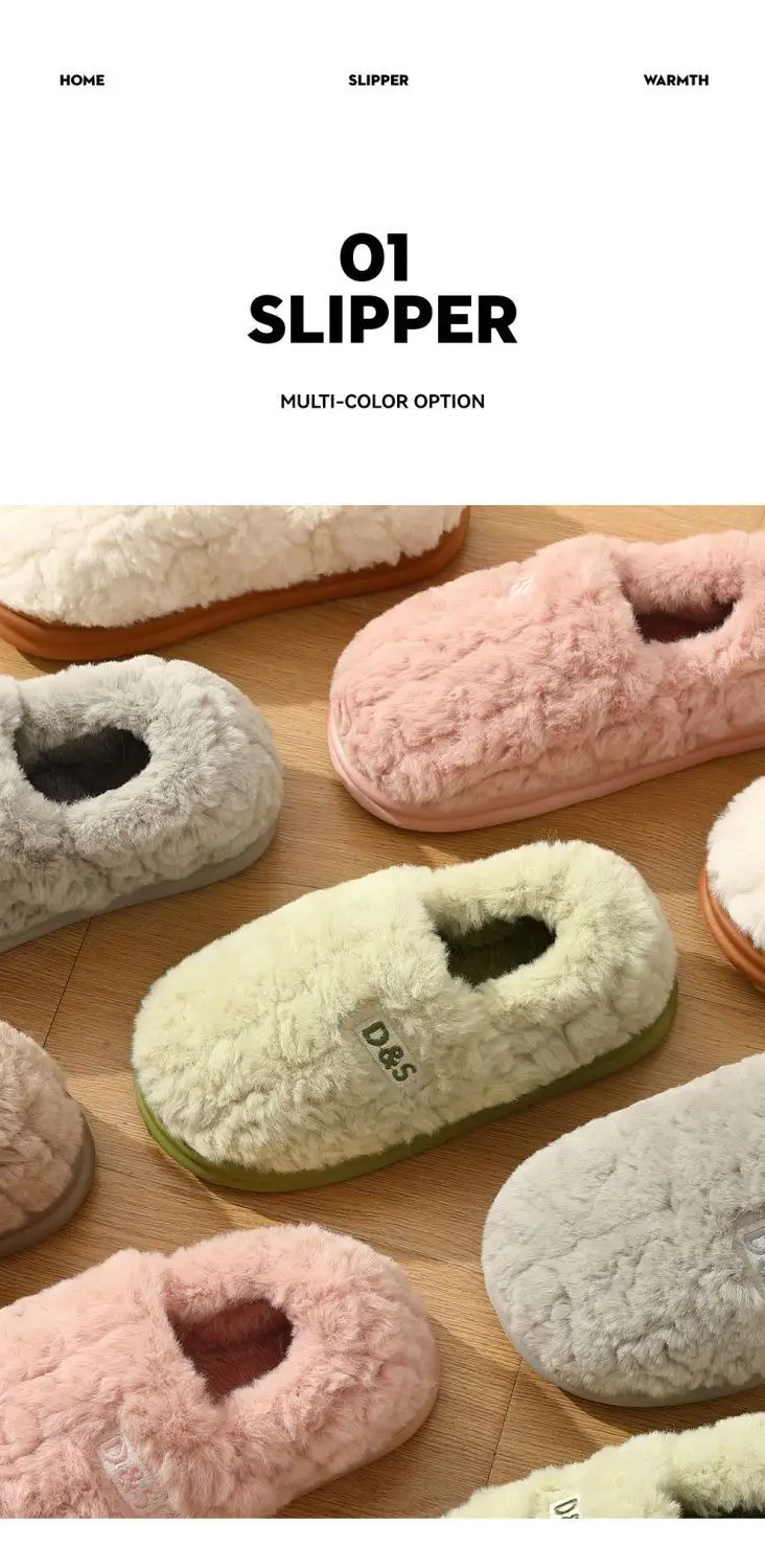 Women Wool Plush Slippers White Grey 2024 — feature 3
