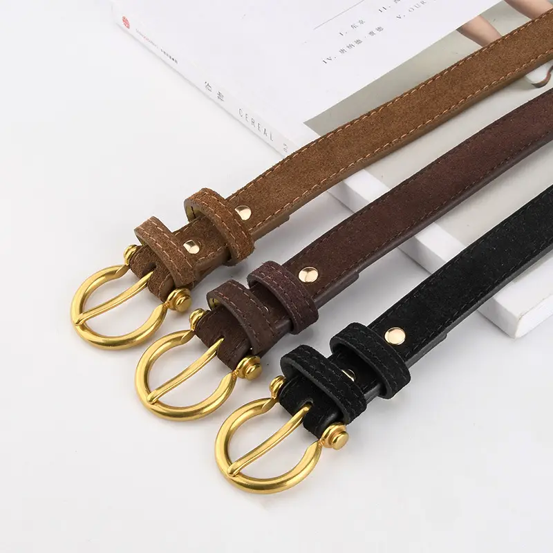 Black Vintage Frosted Leather Belt for Women - Image 12