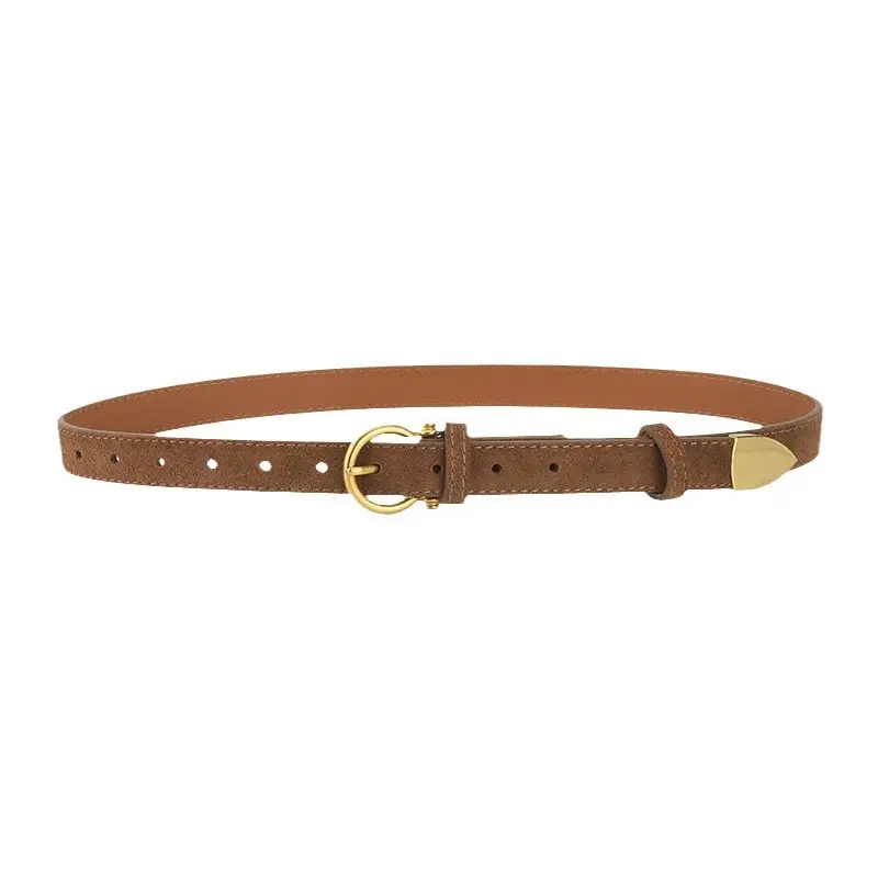 Black Vintage Frosted Leather Belt for Women - Image 14