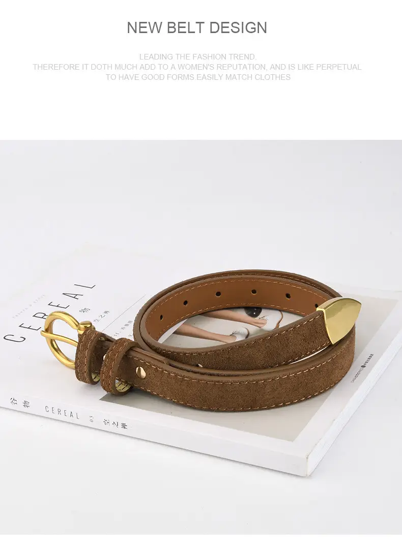 Black Vintage Frosted Leather Belt for Women — feature 10