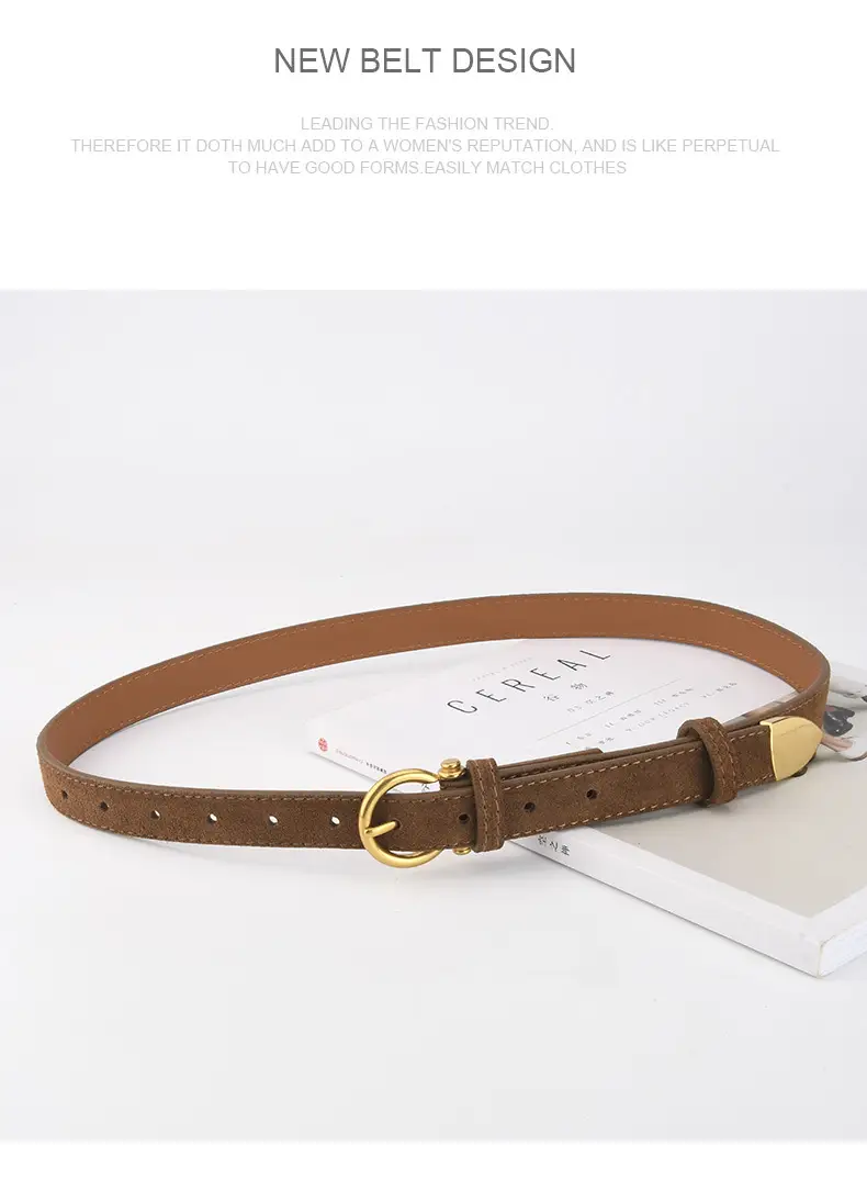 Black Vintage Frosted Leather Belt for Women — feature 11