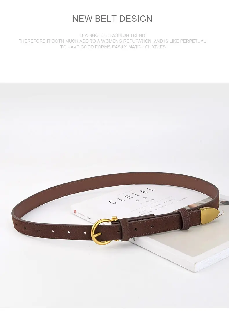 Black Vintage Frosted Leather Belt for Women — feature 12