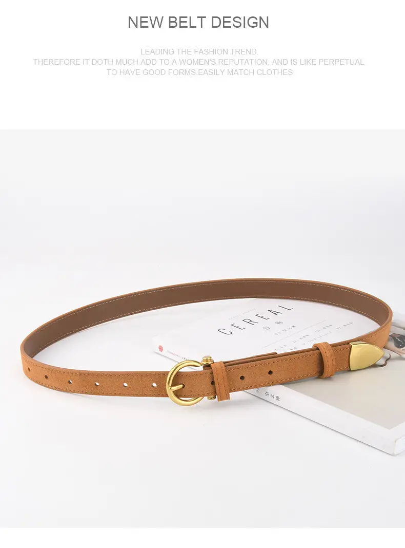 Black Vintage Frosted Leather Belt for Women — feature 14