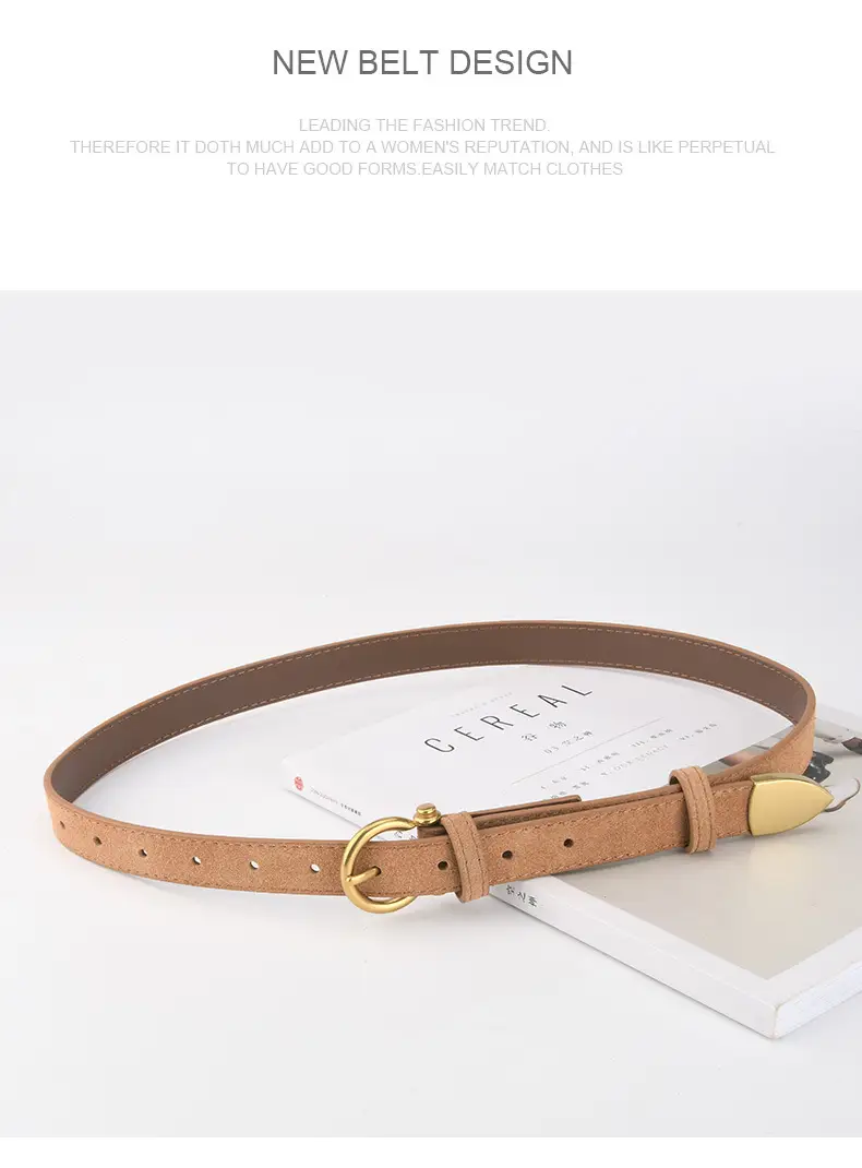 Black Vintage Frosted Leather Belt for Women — feature 15