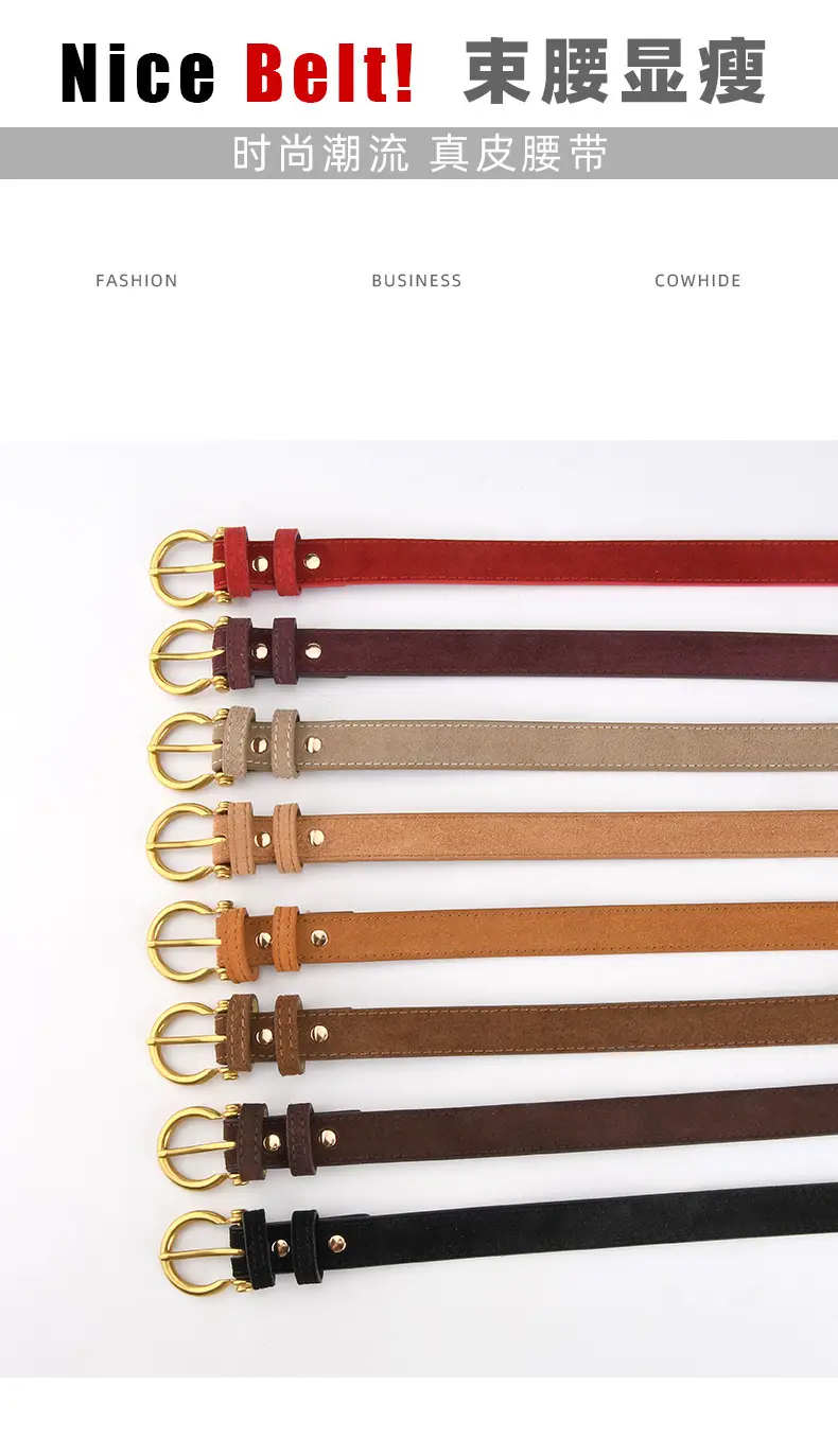 Black Vintage Frosted Leather Belt for Women — feature 3