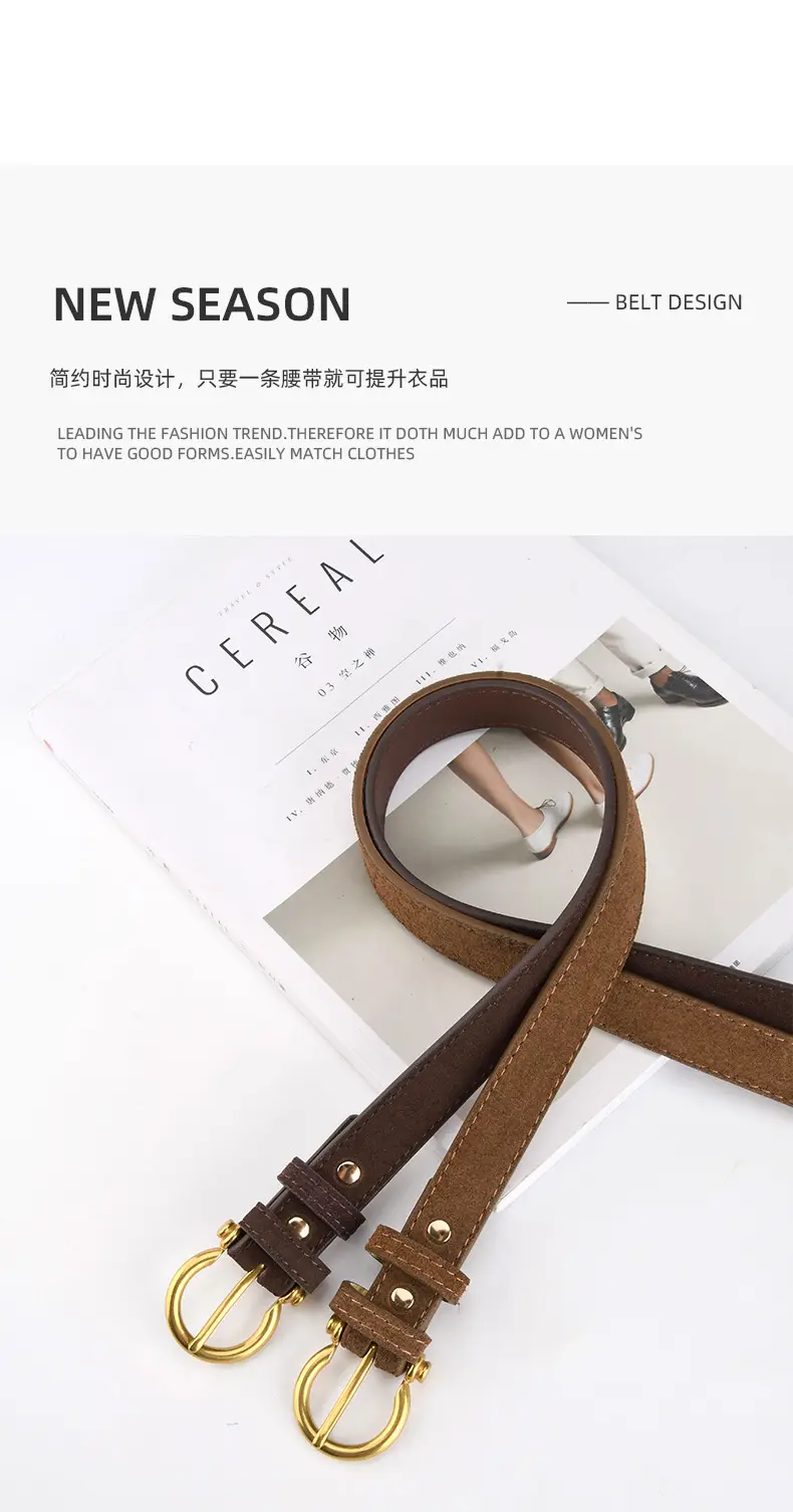 Black Vintage Frosted Leather Belt for Women — feature 4