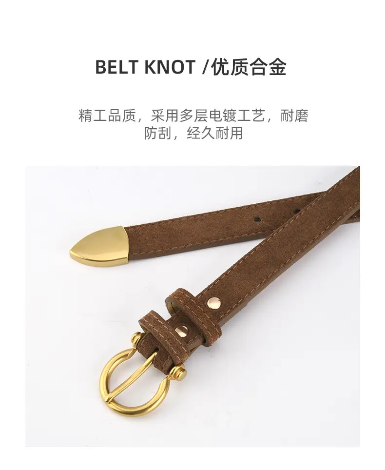 Black Vintage Frosted Leather Belt for Women — feature 6