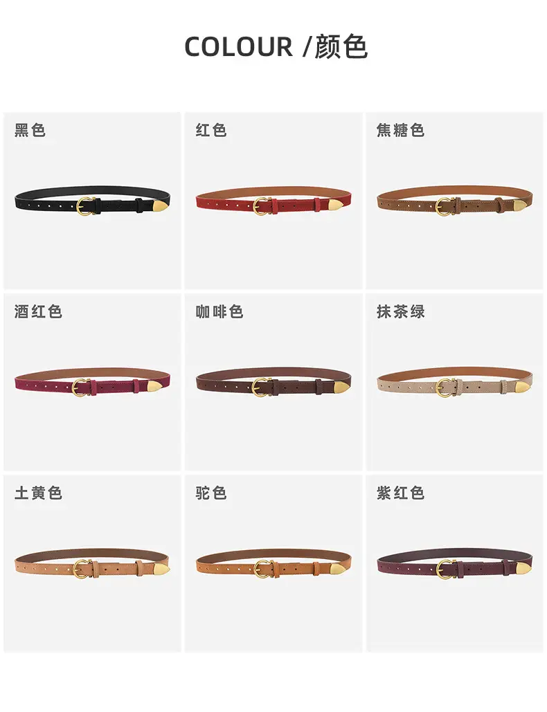 Black Vintage Frosted Leather Belt for Women — feature 8
