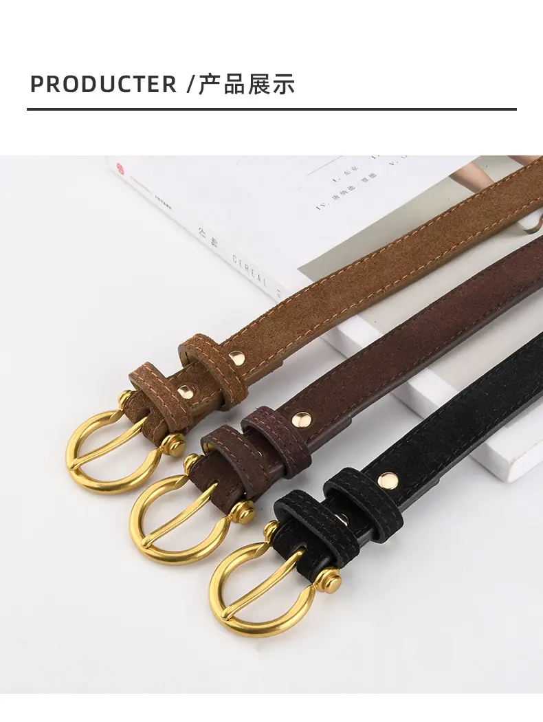 Black Vintage Frosted Leather Belt for Women — feature 9