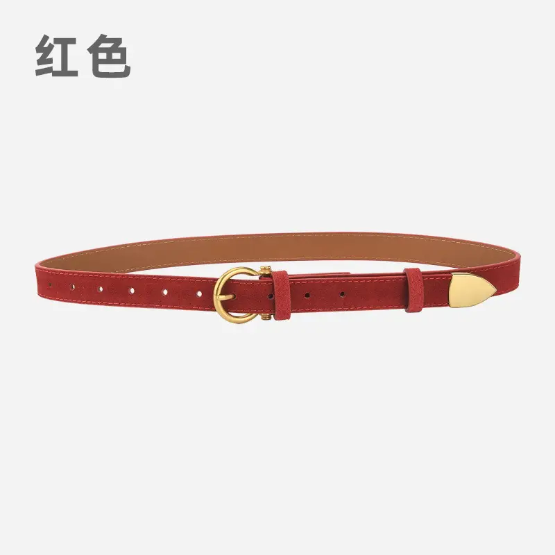 Black Vintage Frosted Leather Belt for Women - Image 2