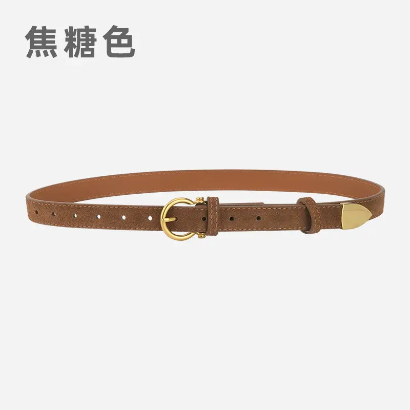 Black Vintage Frosted Leather Belt for Women - Image 3