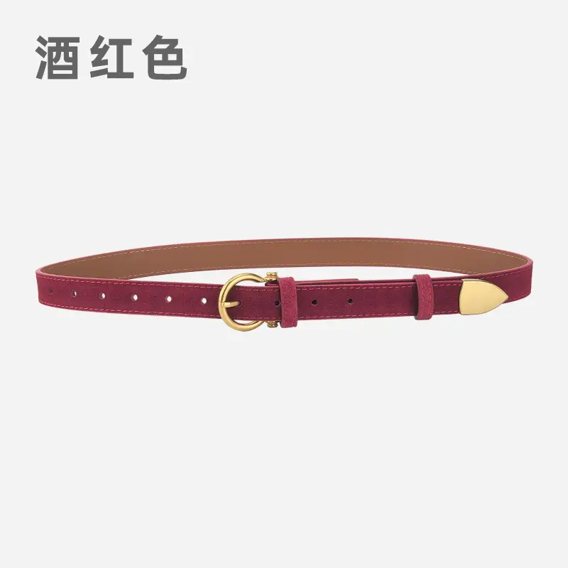 Black Vintage Frosted Leather Belt for Women - Image 4