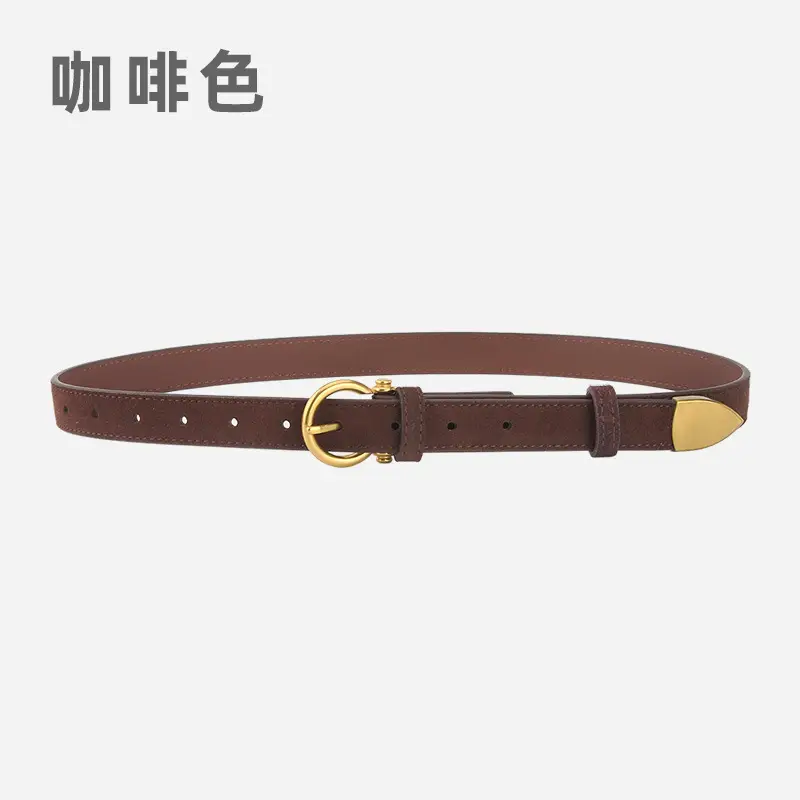 Black Vintage Frosted Leather Belt for Women - Image 5